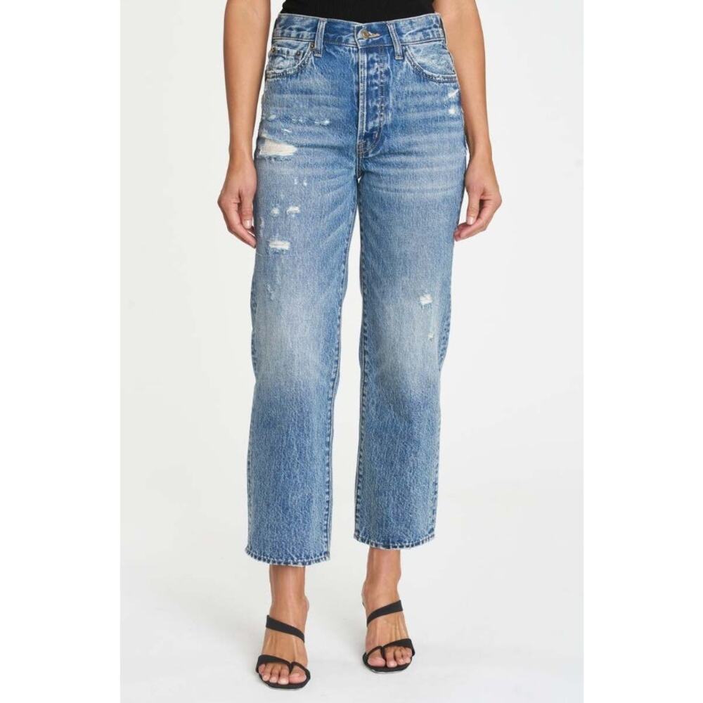 Pistola Cassie High Rise Straight Crop Distressed Jeans Size 31